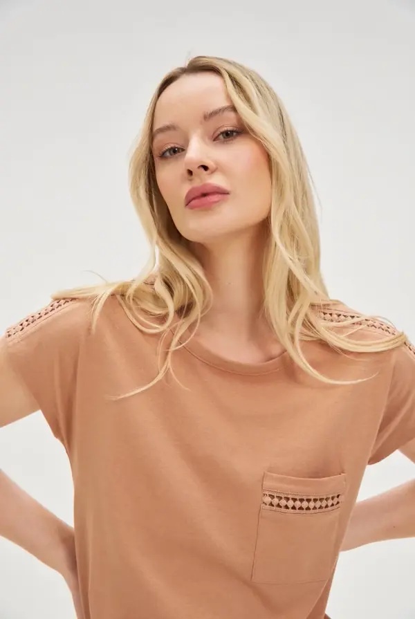 Marisse Marisse Women's T-Shirt L-Ts-4635 L.Brown