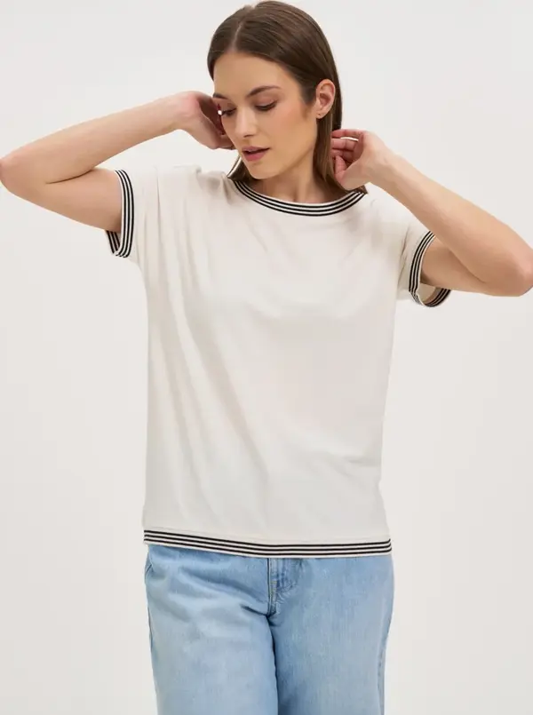 Marisse Marisse Women's T-Shirt L-Ts-4637 Off White