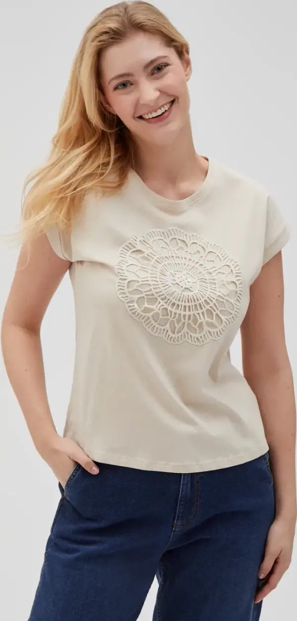 Marisse Marisse Women's T-Shirt L-Ts-4644 L.Beige