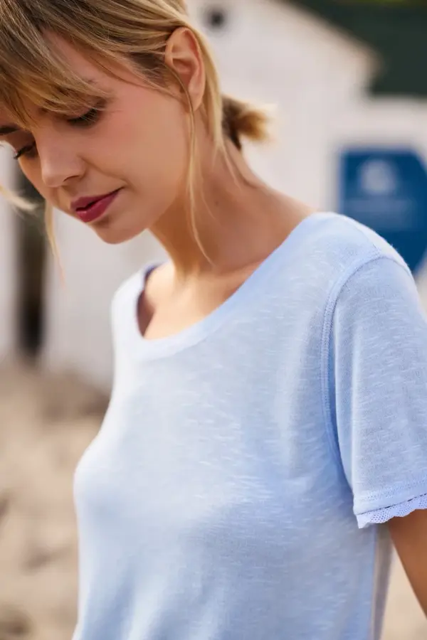 Marisse Marisse Women's T-Shirt L-Ts-4672 L.Blue