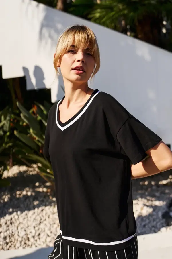 Marisse Marisse Women's T-Shirt L-Ts-4753 Black