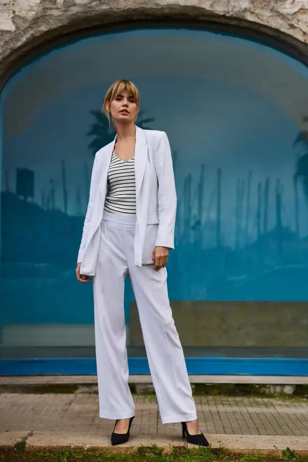 Marisse Marisse Women's Trousers L-Sp-4638 White