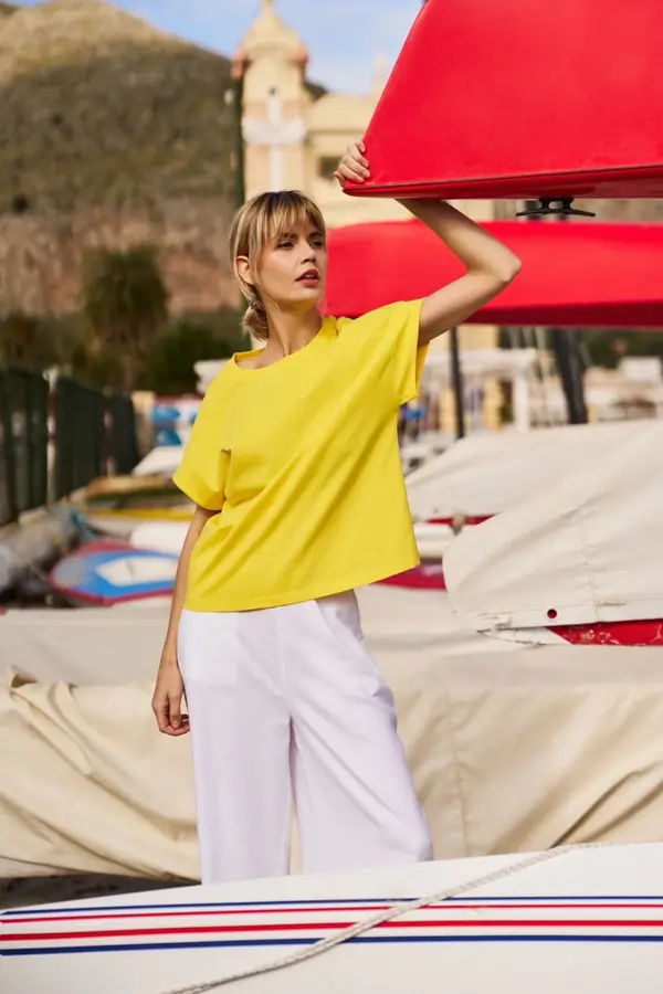 Marisse Marisse Yellow Cotton T-Shirt