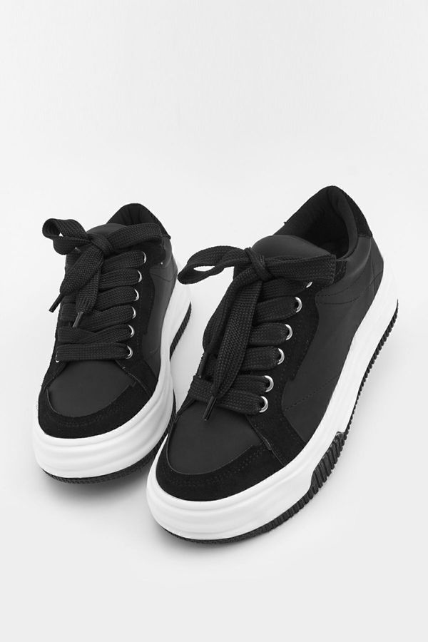 Marjin Marjin дамски маратонки дебела подметка дантела нагоре спортни обувки Sifaz черен.