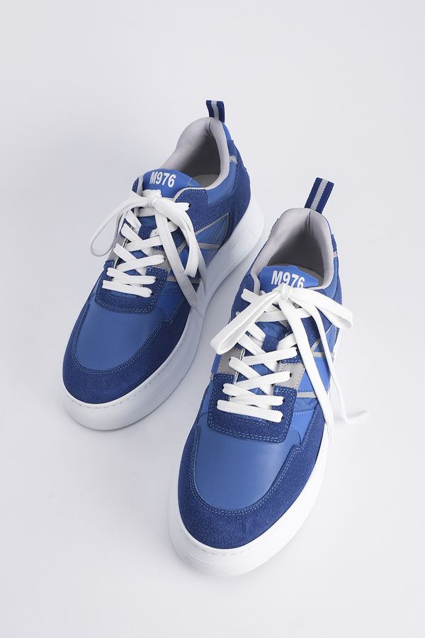 Marjin Marjin Men's Sneakers Thick Sole Lace-Up Sneakers Vetur Royal.