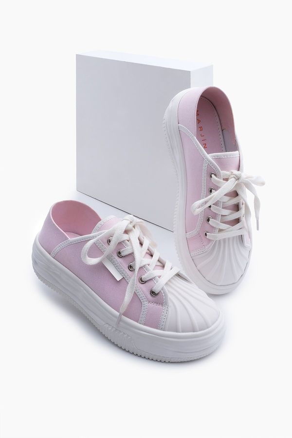 Marjin Marjin Women's Sneakers Thick Sole Lace-Up Sports Shoes Arnes Pink