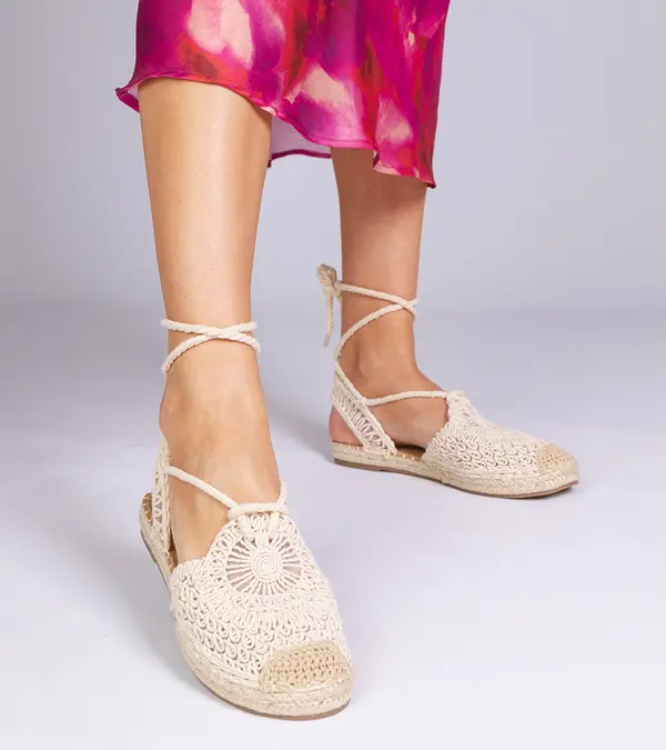 D/CEO marka niezdefiniowana Beige flat espadrille sandals Relis