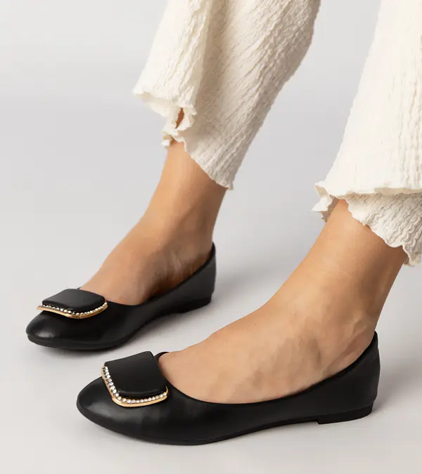marka niezdefiniowana marka niezdefiniowana Black women's ballet flats with rhinestones Bejla
