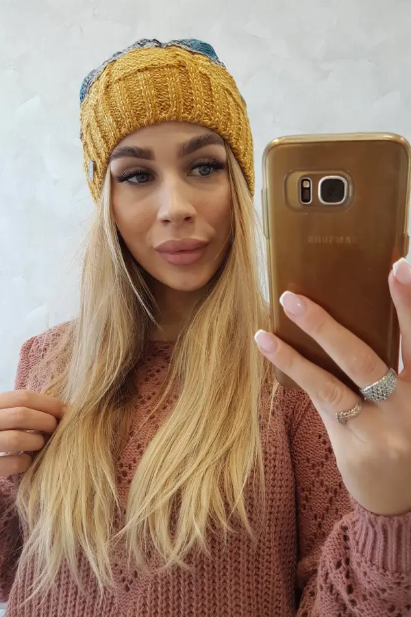 Kesi marka niezdefiniowana Cap with fleece Dolores K303 mustard+black+marine