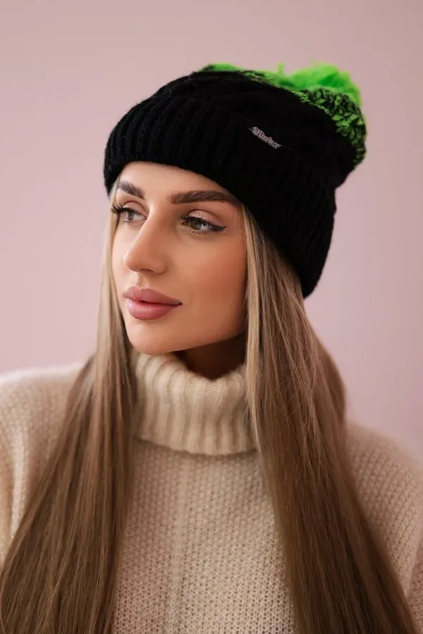 Kesi marka niezdefiniowana Cap with fleece Ilona K218 black+green