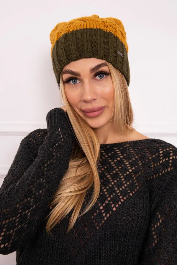 marka niezdefiniowana marka niezdefiniowana Cap with fleece Paris K212 mustard+khaki