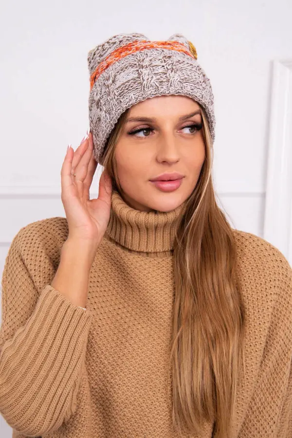 Kesi marka niezdefiniowana Cap with fleece Pola K267 mocca + mustard