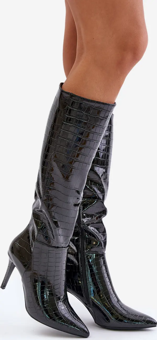 Boto marka niezdefiniowana Чизми На Ток С Декорация Черни Reanwenna