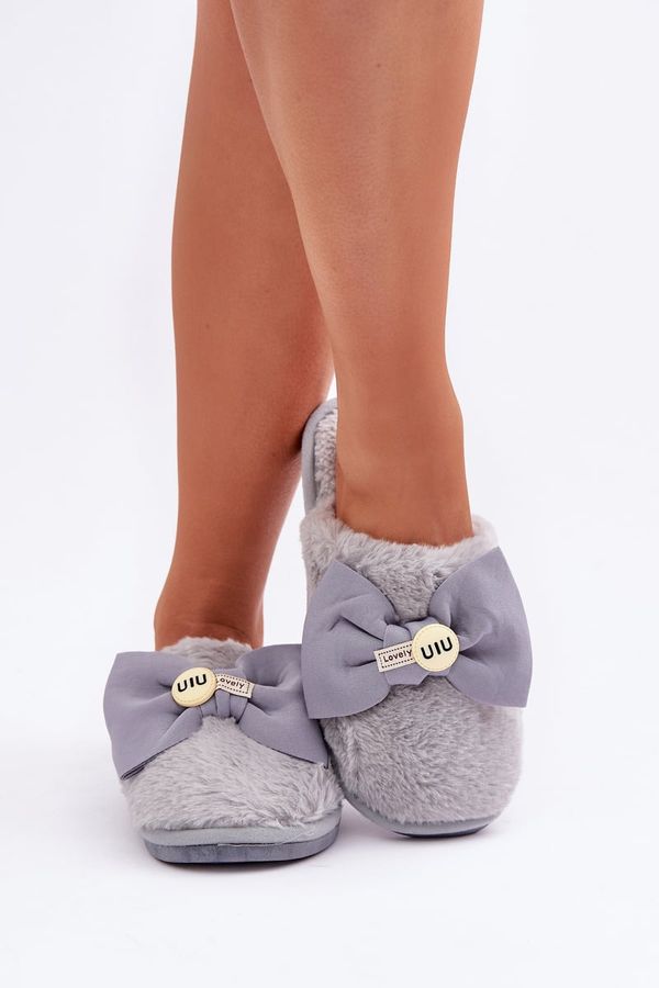 marka niezdefiniowana marka niezdefiniowana Дамски Чехли С Пух И Панделка Сиви Olfedi