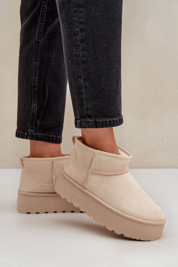 marka niezdefiniowana marka niezdefiniowana Дамски Снежни Обувки На Платформа СветлоБежови Нинала