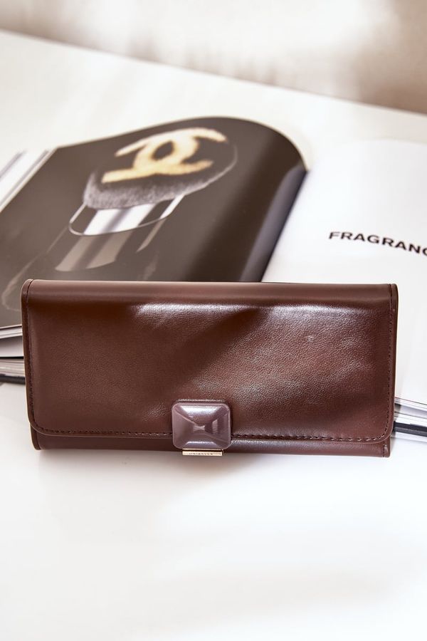 marka niezdefiniowana marka niezdefiniowana Еко Кожен Гладък Дамски Портфейл Шоколадов Еролия