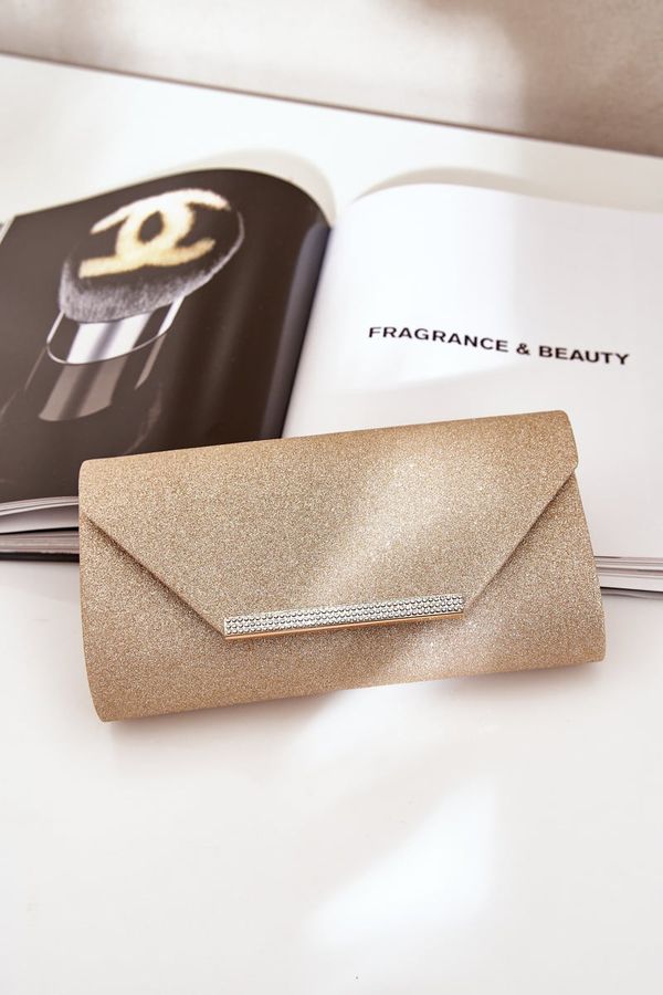 marka niezdefiniowana marka niezdefiniowana Елегантна Чанта Клъч С Блясък Златна Ремила