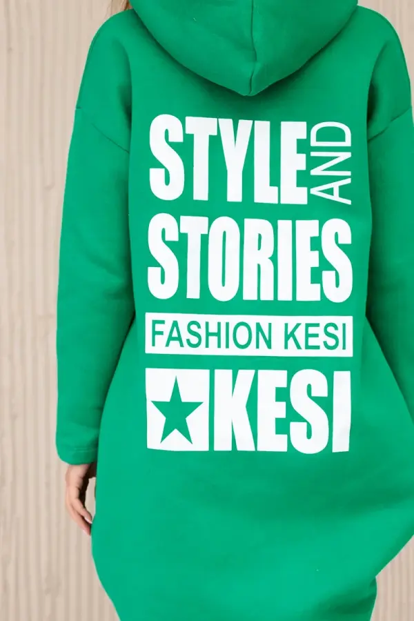 Kesi marka niezdefiniowana Padded sweatshirt with long back and hood green