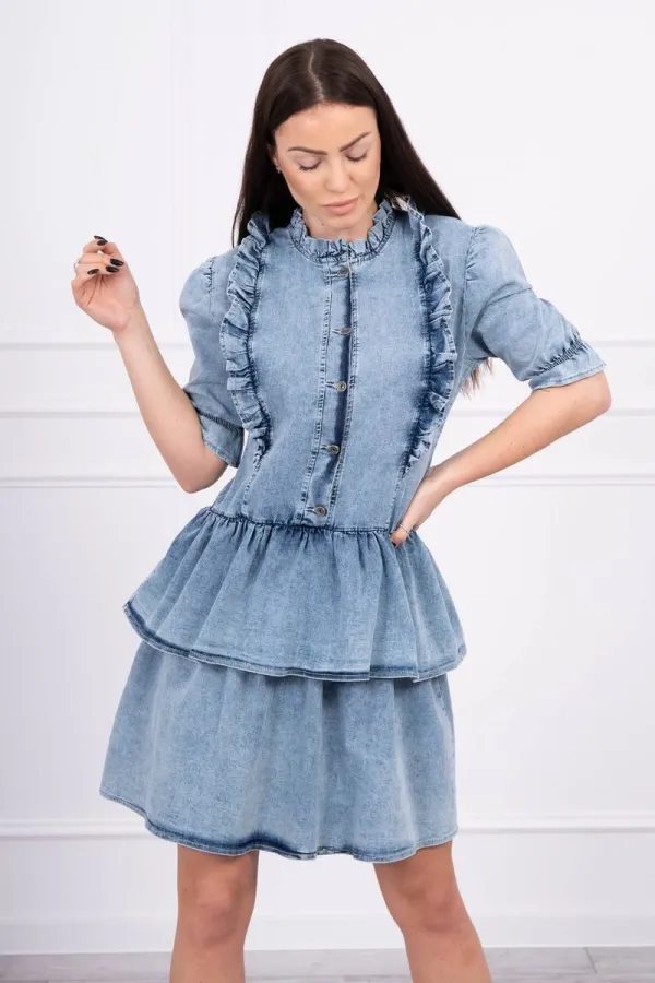 Kesi marka niezdefiniowana Stretch denim dress with  jabot S/M-L/XL