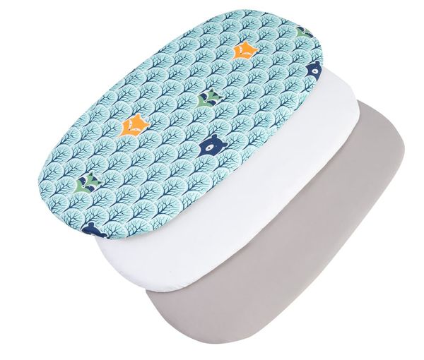 Medi Partners Medi Partners 3 – Pak – Fitted sheet for stroller – cotton – Forest – White – Gray