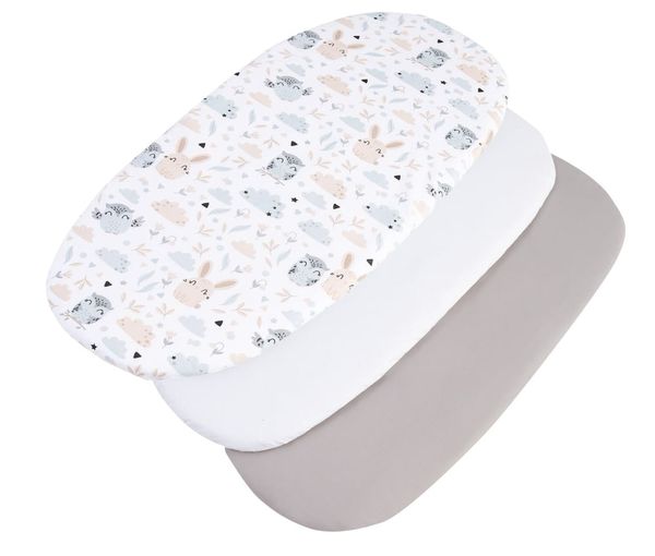 Medi Partners Medi Partners 3 – Pak – Fitted sheet for stroller – cotton – Polana – White – Gray