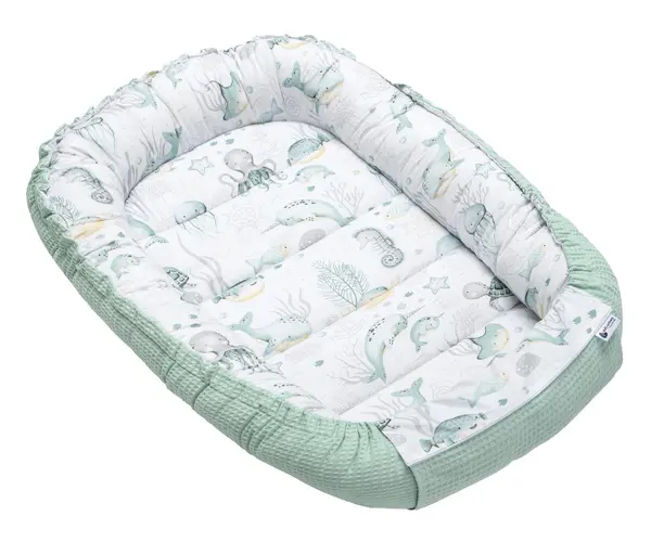 Medi Partners Medi Partners Baby cocoon/nest – Waffle – Ocean + mint Waffle