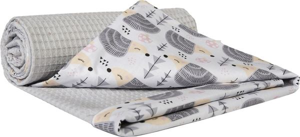 Medi Partners Medi Partners Blanket 75x100 cotton + cotton Waffle – Hedgehogs + gray waffle