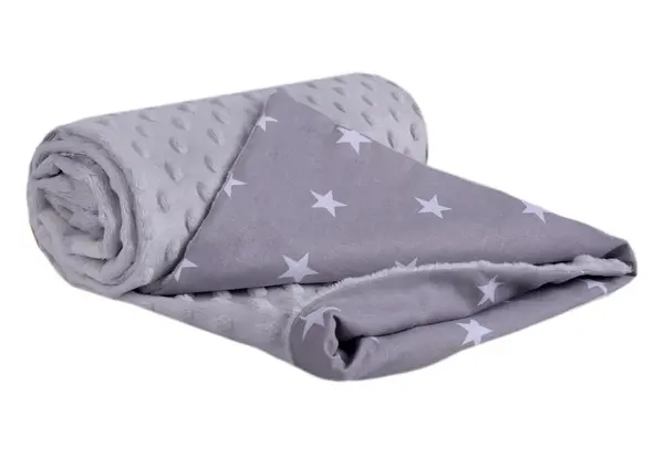 Medi Partners Medi Partners Blanket 75x100 cotton + minky – White stars on gray + gray minky