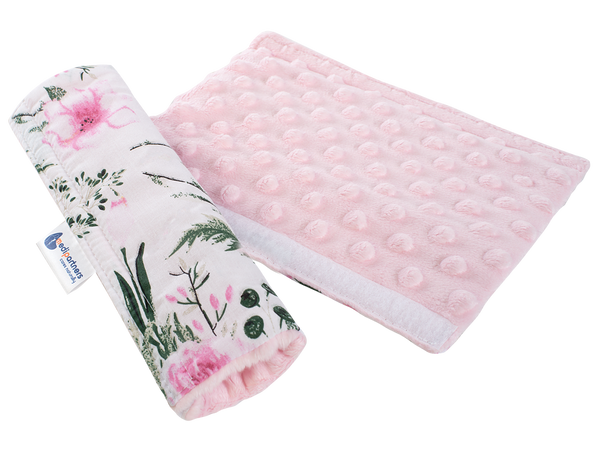 Medi Partners Medi Partners Cotton + minky car seat belt protector – Flowers + pink minky