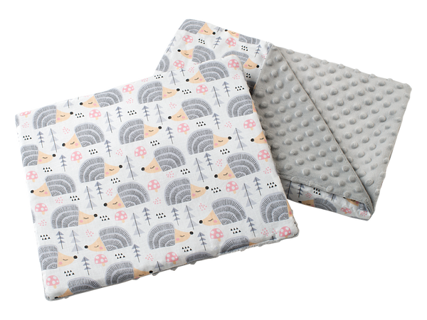 Medi Partners Medi Partners Quilt 55x75 + pillow 35x30 cotton + minky – Gray Hedgehogs + gray minky