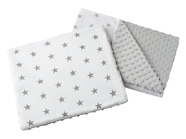 Medi Partners Medi Partners Quilt 55x75 + pillow 35x30 cotton + minky – Gray stars on white + gray minky