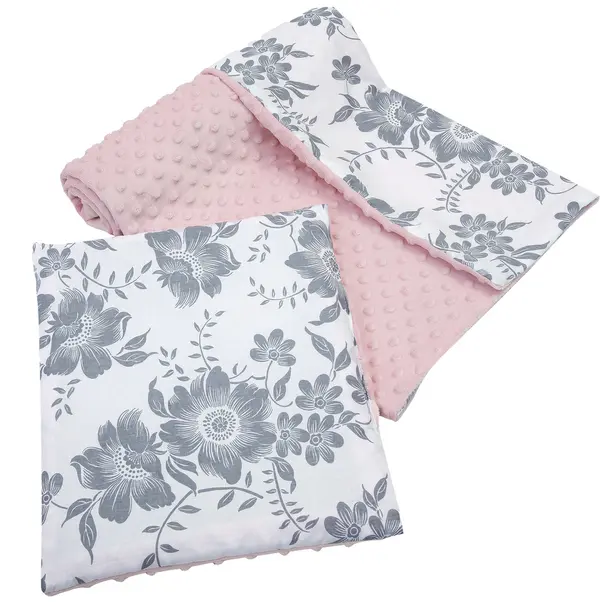 Medi Partners Medi Partners Quilt 75x100 + pillow 35x30 cotton + minky – Berry + pink Minky