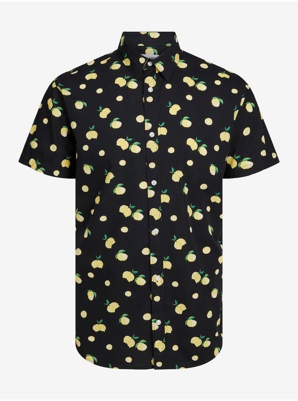 Jack & Jones Men's Black Patterned Short Sleeve Shirt Jack & Jones Sunshade - Men's