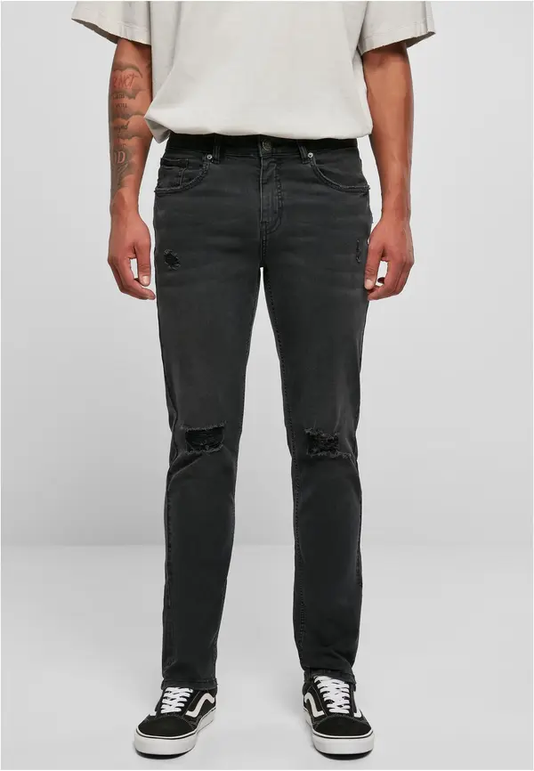 Urban Classics Men's Distressed Jeans Black