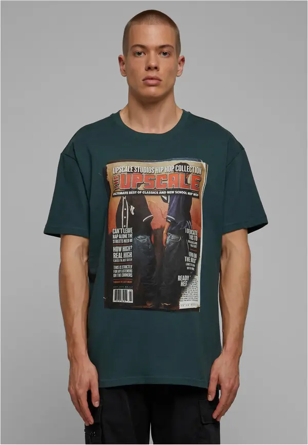 Mister Tee Men's Oversize T-Shirt Upscale Magazine Bottle Green