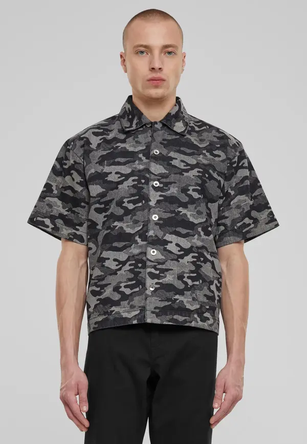 Urban Classics Men's shirts with print - camouflage/grey