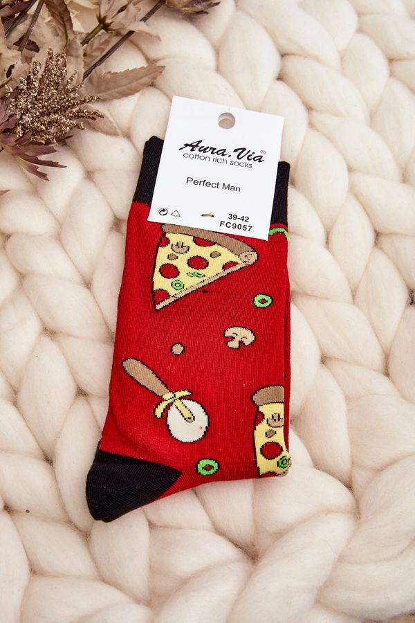 Kesi Men's socks with red pizza patterns