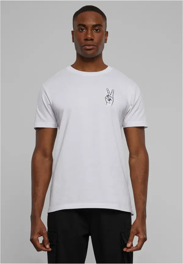 Mister Tee Men's T-Shirt Peace Sign EMB - White