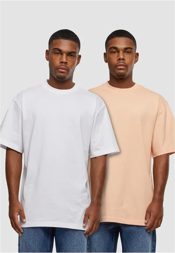 Urban Classics Men's T-shirts UC Tall Tee 2-Pack - orange+white