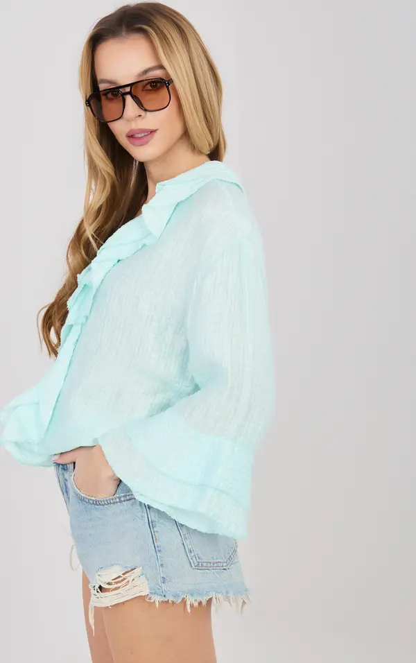 Italy Moda Ментова риза с волани