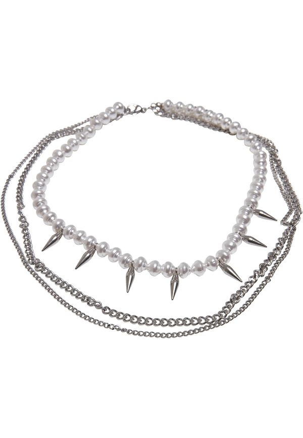 Urban Classics Accessoires Meridian Pearl Layering Necklace - Silver Color