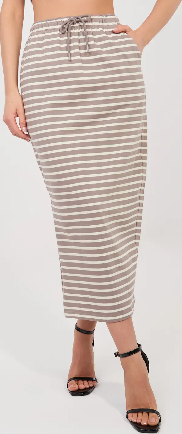 Sublevel Миди пола от дебел памук в тъмнобежово