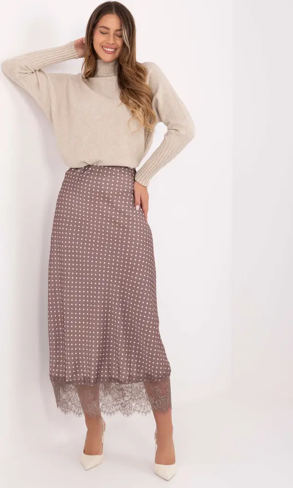 RUE PARIS Миди пола с дантела в тъмнобежово