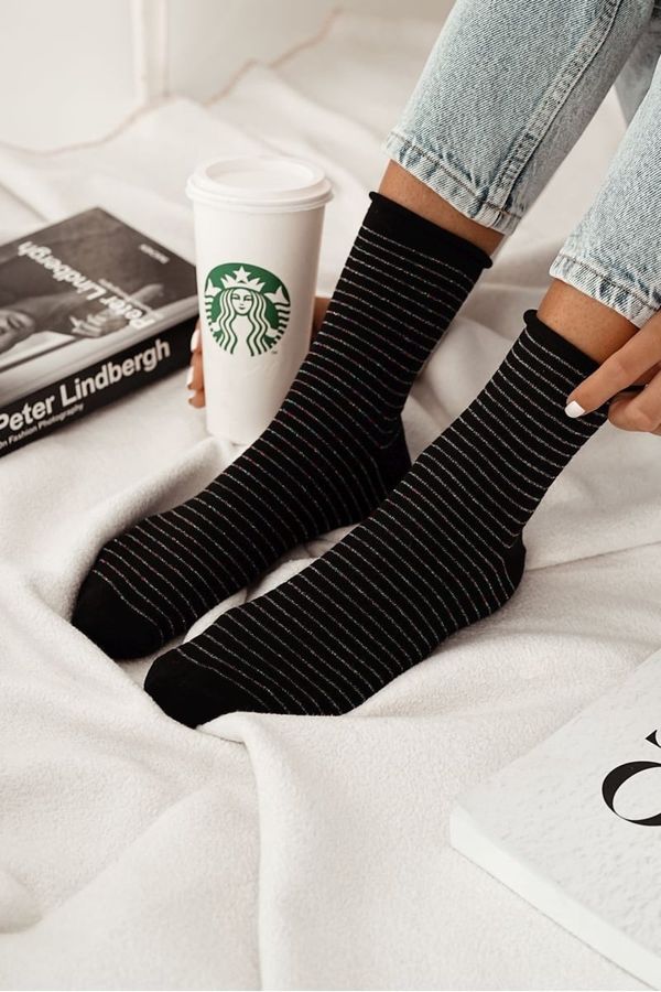 Milena Milena Дамски Безпритискащи Чорапи С Тънки Ленти Черни