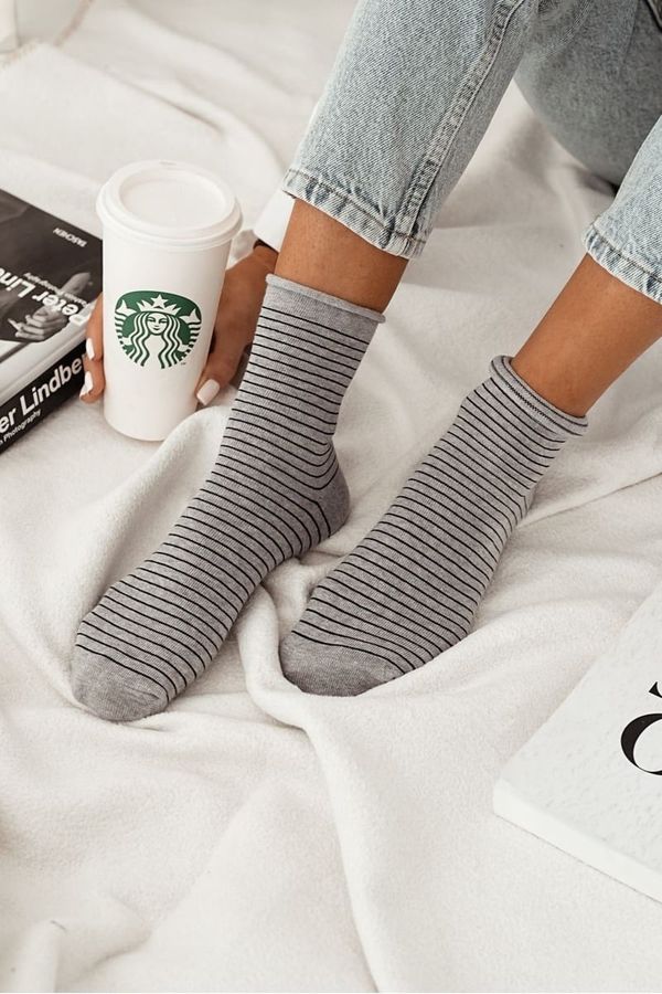 Milena Milena Дамски Безпритискови Чорапи В Тънки Ленти Сиви