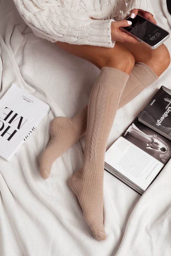 Milena Milena Дамски чорапи до коляното с дантела Бежови