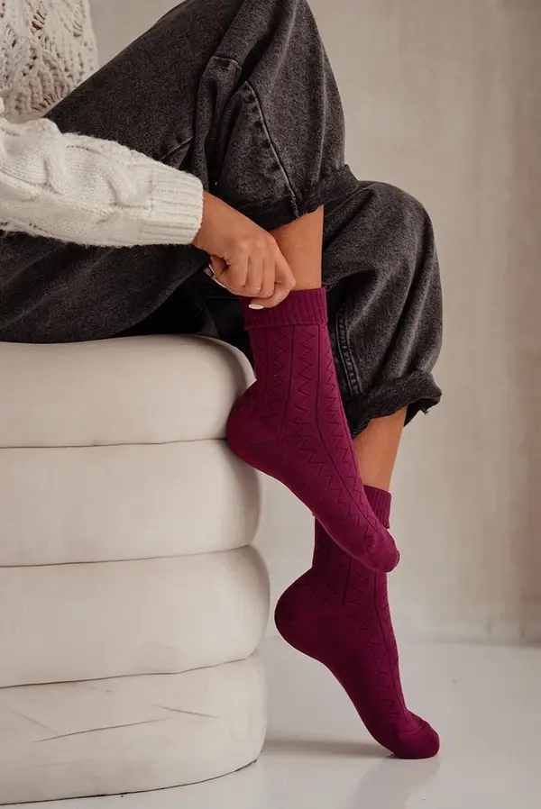 Milena Milena Дамски чорапи Фротте Зигзаг Бордо