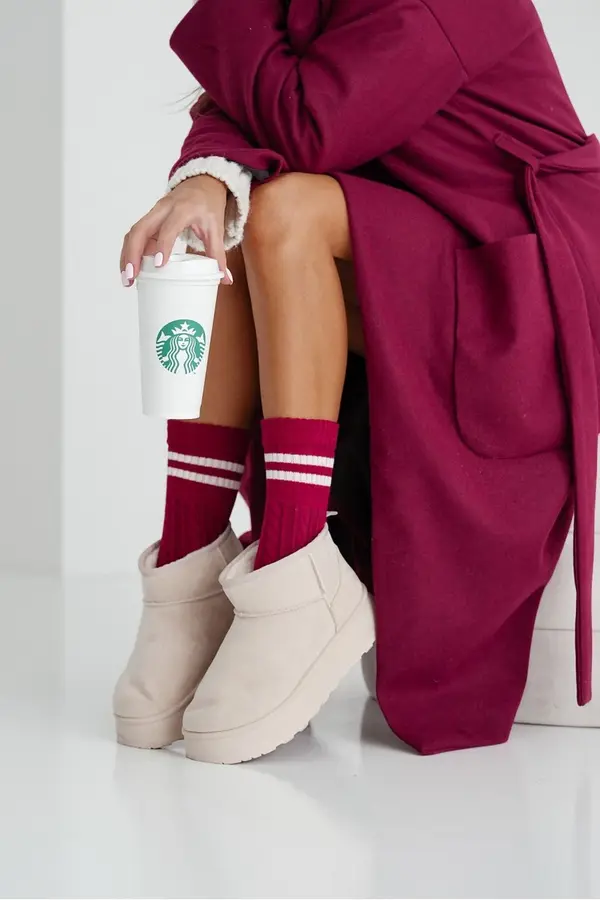 Milena Milena Дамски чорапи плитка с ленти бордо