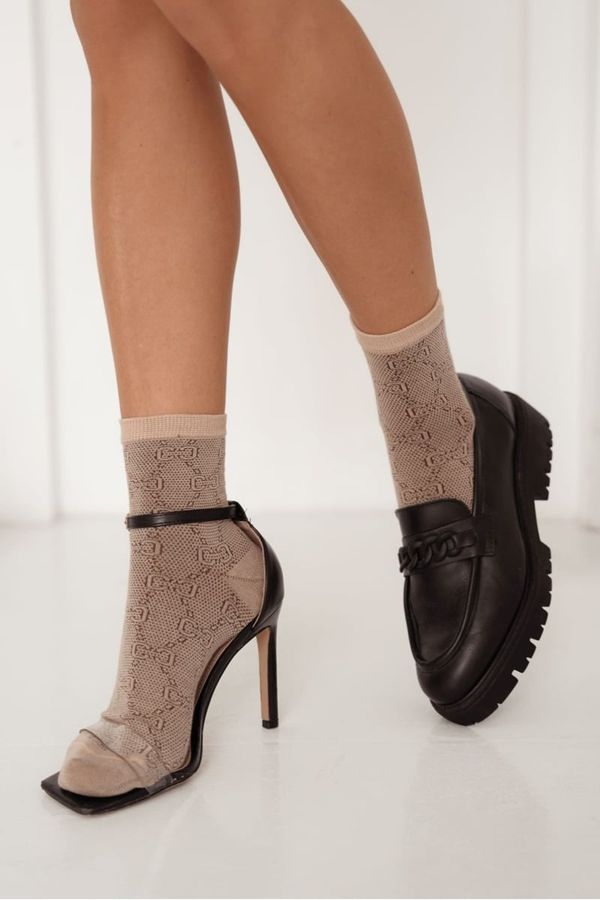 Milena Milena Дамски чорапи с десен бежови