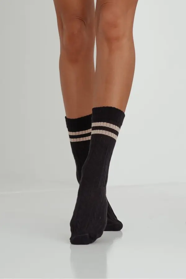 Milena Milena Дамски чорапи с плитки и черни ленти